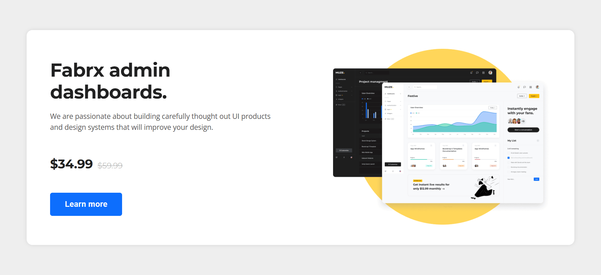 Fabrx Admin Dashboards